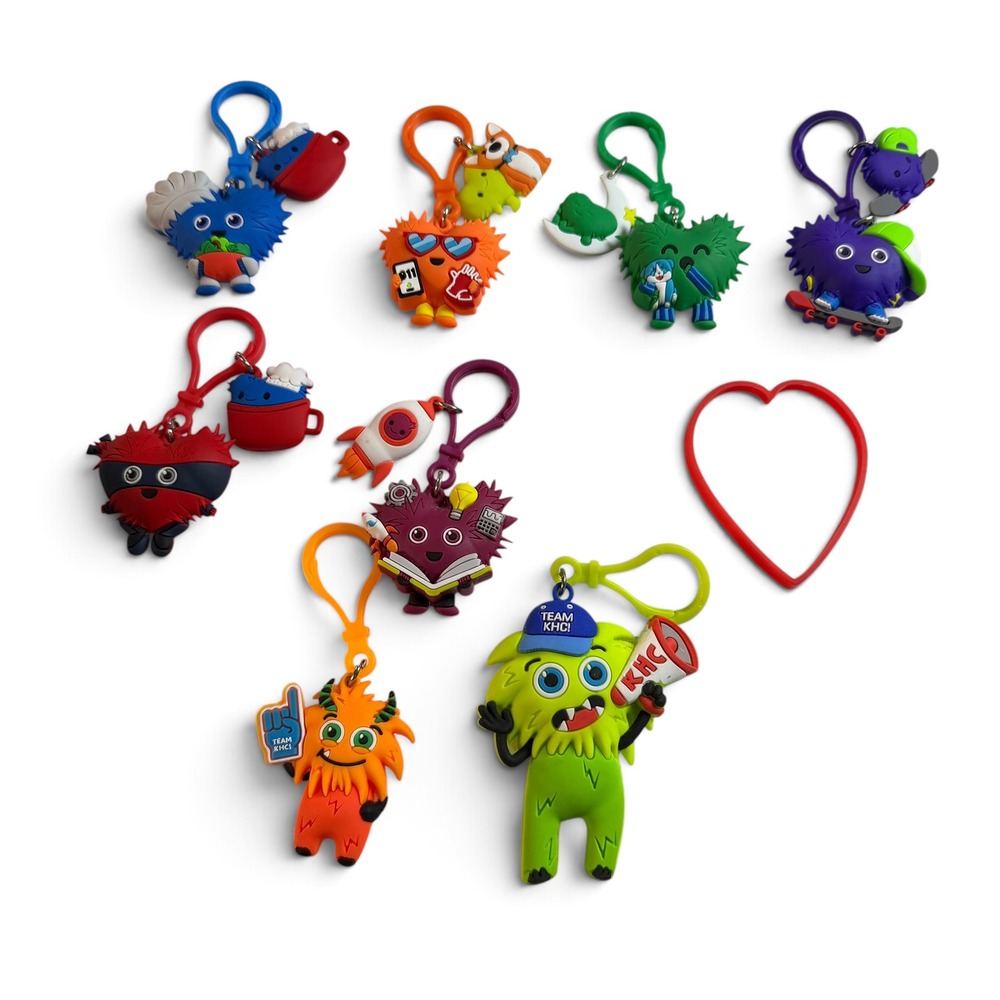 American Heart Association KHC Kids Heart Challenge Monster Keychain Lot of 8